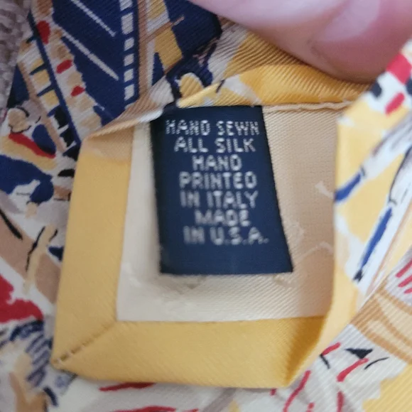 Vintage Paul Fredrick 100% Silk Hand Printed In Italy "Baseball' Tie - Picture 6 of 6